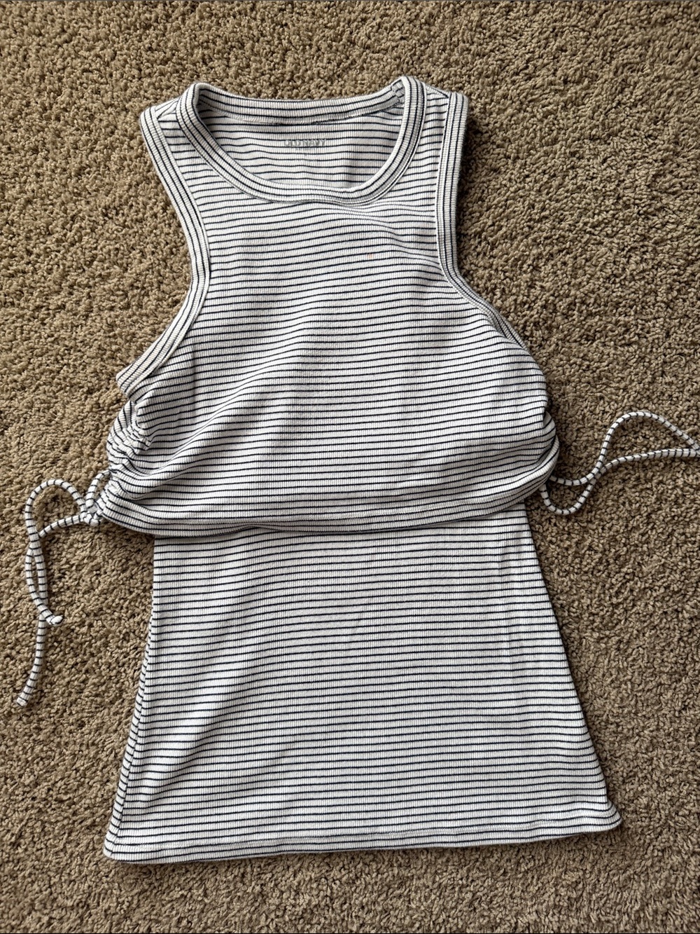 Striped Ribbed Tank Top - White & Black